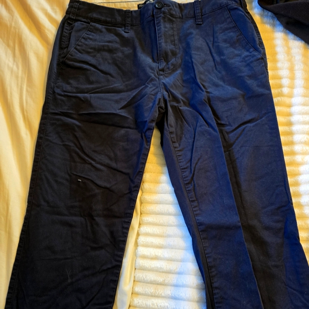 Hollister Navy Blue Slim Straight Chino Pants 33w 32l